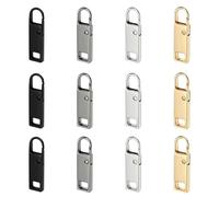 TRKETK 12 Pezzi Cerniera Tira Sostituzione Cerniera Sostituzione Metallo Cerniere Rimovibili Linguette Cursore Cerniera Universale Metallo per Cerniere Lampo per Borsa Vestiti Jeans Valigia