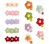 TRKETK 12 Pezzi Clip Capelli Peluche Fermaglio per Capelli a Fiore Fermagli Multicolore Carino Mollette Fermacapelli Mollette per Antiscivolo Per Bambini Bambine e Neonati