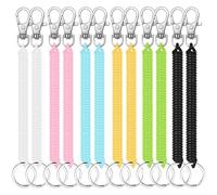 TRKETK 12 Pezzi Portachiavi a Molla in Plastica Estensibile, Portachiavi Primavera Portachiavi Elastico a Spirale Portachiavi Colorati Molla Portachiavi a Scomparsa per Scuola, Lavoro, 6 Colori
