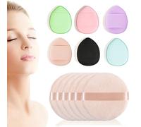 TRKETK 12 Pezzi Spugnetta per il Trucco, 6 Soffio di polvere per Dita e 6 Rotondo Piumini da Cipria Strumento per Trucco Asciutto e Bagnato Mini Soffio di Polvere Soffio da Cipria Cosmetico