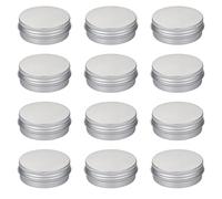 TRKETK 12 Pezzi Vasetti in Alluminio, Contenitori Vuoti Argento Rotondi per Cosmetici, Barattoli di Latta da 30 ml con Coperchi a Vite per Le Labbra