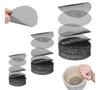 TRKETK 150 Pezzi Tappetini in Rete per Vasi da Fiori, Rotonda per Vaso di Piante Foglio di Rete in Plastica Traspirante Griglia di Fondo Rete Tappetino per Giardinaggio Cuscinetti per Bonsai (Nero)