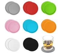 TRKETK 16 Pezzi Sottobicchieri in Silicone per Bevande, Sottobicchieri per Tazze Rotondi Tappetini per Tazze Lavabili Antiscivolo Tappetini per sottobicchieri Resistenti al Calore per Casa Bar Ufficio