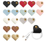 TRKETK 18 Pezzi Organizzatore Cavi a Forma di Cuore Avvolgicavo Portatili per Cuffie Ties Cavi in Pelle Pratico Multicolore Fascette Fermacavi Riutilizzabili per Viaggi Casa Lavoro Stoccaggio