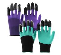 TRKETK 2 Paia Guanti da Giardino con Artigli, Guanti da Giardino Impermeabili Premium Guanti da Lavoro con 8 Artigli Guanti da Genio da Giardino con Artigli per Scavare e Piantare (Verde, Viola)