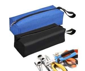 TRKETK 2 Pezzi Borsa Porta Attrezzi Piccola e Portatile, Multifunzionale in Tela Strumenti Multiuso Piccole Borse per Attrezzi con Cerniera Vuota Heavy Duty Resistente Borsa Cacciaviti (Blu e Nero)