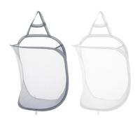 TRKETK 2 Pezzi Cesto Portabiancheria Pieghevole, Cesto Portabiancheria in Rete da Appendere Pop-Up Borsa per Lavatrice Pieghevole Cesto per la Biancheria Portatile per Casa Hotel Viaggi(Bianco+Grigio)