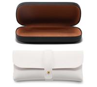 TRKETK 2 Pezzi Custodia per Occhiali Portatile e da Sole Unisex Rigida in Pelle Robusta e Resistente (Nero+Bianco)
