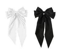 TRKETK 2 Pezzi Fermagli Per Capelli Con Fiocco Grande, Fiocchi per Capelli per Donna Fermaglio per Feste per Ogni Occasione Come Vita Quotidiana, Compleanni, Feste (Nero+Bianco)