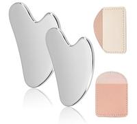 TRKETK 2 Pezzi Gua Sha Viso, Utensili per il Massaggio Durevole metallo Massaggio Viso Gua Sha Guasha Massaggiatore Viso Massaggio Facciale Corpo Gua Sha a Forma di Cuore Gua Sha Strumenti (Argento)