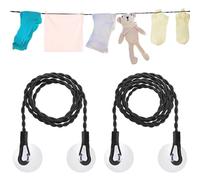 TRKETK 2 Pezzi Portatile Elastico Clothesline, Allungabile da Viaggio per Abiti, con Ganci e Ventosa Accessori da Appendere Gancio Antivento per il Campeggio All'Aperto, Essiccazione del Bucato