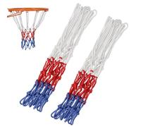 TRKETK 2 Pezzi Reti Professionali per Canestro da Basket, Rete da Basket Portatile Canestro da Pallacanestro Rete Blu Rosso Bianco Rete da Basket Standard 12 Anelli Rete er Canestro da Basket Ricambio