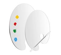 TRKETK 2 Pezzi Tavolozza di Colori Acrilici Trasparenti, Tavolozza per Miscelare Colori con Aste per Miscelare Colori in Acciaio Inossidabile Tavolozza per Pittura per Artisti di Forma Ovale con Foro