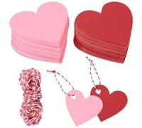 TRKETK 200 Pezzi Etichette in Carta Kraft, Etichette Regalo a Doppio Lato Vuote per Bomboniere Etichette a Forma di Cuore con Corda di Canapa da 20 m per Compleanno, Matrimonio, Decorazione Regalo