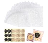 TRKETK 200 Pezzi Sacchetti di Cellophane Trasparente, Sacchetti di Cellophane Autosigillanti Sacchetti per Dolcetti a Pois Bianchi con Adesivi per Dolci Regali Biscotti Panetteria (2 Misure)
