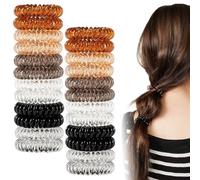 TRKETK 24 Pezzi Elastici per Capelli a Spirale Plastica, Elastici a Spirale per Capelli Extra Forte Elastico per Cavo Telefonico Senza Piega Danni Spirale Plastica per Donne e Ragazze, 6 Colori