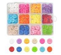 TRKETK 240 Pezzi Bottoni Colorati, Bottoni Rotondi in Plastica a 2 Fori 15MM Bottoni per Cucito Artigianale con Scatola Portaoggetti 12 Bottoni Colori Misti per Abiti Cucito Maglieria Artigianato