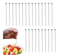 TRKETK 25 Pezzi Bastoncini da Cocktail in Acciaio Inossidabile, Spiedini per Bevande in Metallo Riutilizzabili Set di Bastoncini per Bevande Alle Olive per Feste Eventi Barbecue (Argento)