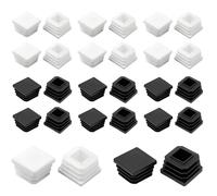 TRKETK 28 Pezzi Tappi per Tubi Quadri, Tappi per Tubi da 20 x 20 mm Cuscinetti per Inserti Tubi Tappi Terminali Interni per Tubo in Bianco e Nero Tappi Lamellari per Tavoli Sedie Mobili da Letto