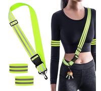 TRKETK 3 Pezzi Attrezzatura da Corsa Riflettente, Cintura Riflettente ad Alta visibilità con 2 Bracciali Attrezzatura Riflettente Elastica per Correre in Bicicletta Cane Camminare Sicurezza Notturna