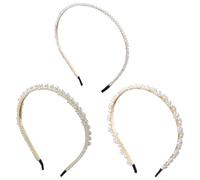 TRKETK 3 Pezzi Fasce di Perle Finte Bianche Fasce per Capelli Cerchietto per Capelli da Donna Antiscivolo Cerchietto Elegante Copricapo Retrò per Uso Quotidiano Feste Accessorio per lo Styling