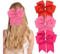 TRKETK 3 Pezzi Fermagli per Capelli con Fiocco, Fiocco per Capelli in Raso per Donne e Ragazze Fiocchi in Tinta Unita da 6 Pollici Accessori per Mollette Francesi Per Feste Di Compleanno