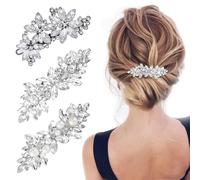 TRKETK 3 Pezzi Fermagli per Capelli Strass, Spille Decorative per Damigella d'Onore Fiore Copricapo Matrimonio Fermagli per Capelli Eleganti da Donna Accessori per Capelli Matrimonio