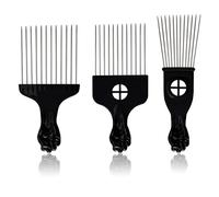 TRKETK 3 Pezzi Pettine Afro in Metallo, Pettini per Capelli in Metallo Pettine per Capelli a Denti Larghi Set Pettine per Capelli Afro Set Strumento Professionale per Donne e Uomini (Nero)
