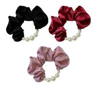 TRKETK 3 Pezzi Scrunchies per Capelli Morbidi Elastici Chignon Elegante Elastico per Capelli con Perle Grande Scrunchies in Moda Copricapo a Coda di Cavallo per Donne e Ricci Lisci