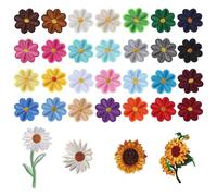 TRKETK 32 Pezzi Toppe Applicate, Toppe Ricamate Decorative Set di Applicazioni Colori Misti Margherita Girasoli Toppe Termoadesive da Cucire Patch di Riparazione Floreale pour Vêtements sacs Bricolage