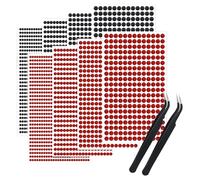 TRKETK 3584 Pezzi Brillantini Adesivi di Gemme per Viso, Acrilico Glitter Viso Adesivi con Strass Rossi e Neri Decorazione Unghie 3/4/5/6 MM Strass Autoadesivo per Abiti Artigianali per Nail Art