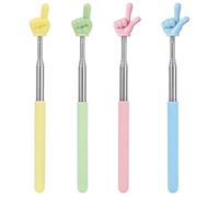 TRKETK 4 Pezzi Bacchetta Telescopica Allungabile, Mini Bastone Retrattile per Insegnanti Puntatore Retrattile Puntatore Aula Puntatore Retrattile per Presentatore Forma del Dito Ausili per Insegnanti