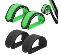 TRKETK 4 Pezzi Cinghie per Pedale Della Biciclett, Cinturino per Bici Universali Cinghie Fermapiedi Antiscivolo Regolabili Autoadesivo Antiscivolo Cinghie del Pedale del Piede (Nero, Verde)