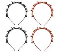 TRKETK 4 Pezzi Fasce per Capelli con Clip, Fascia Coreana Intrecciata Doppia Frangia Forcine per Acconciatura Cerchietti Con Clip Bangs Hairstyle Hairpin per Donne Ragazze (Nero+Marrone)