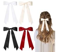 TRKETK 4 Pezzi Fermagli per Capelli con Fiocco Fermagli per Capelli in Metallo Accessori per Capelli a Nastro in Morbido Raso Setoso per Capelli con Nastro Lungo in Raso di Seta Accessori per Donne