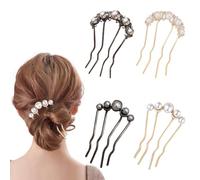TRKETK 4 Pezzi Forcine per Capelli con Perle a Forma di U Pettini da Infilare Forcine in Metallo Clip Vintage per Capelli Elegante e Raffinato per Donne e Ragazze Styling Quotidiano