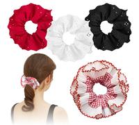 TRKETK 4 Pezzi Grandi Elastici per Capelli da Donna, Elastici per Capelli Morbidi e Morbidi Giganti Extra Spesse con Stampa Accessori Lolita Scrunchie Braccialetti Elastici per Coda di Cavallo