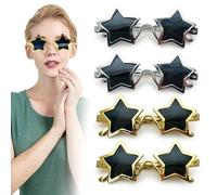 TRKETK 4 Pezzi Occhiali da Sole a Forma di Stella, Novità Occhiali da Sole Vintage Montatura Occhiali da Festa in PC Divertenti Accessori per Cabina Fotografica per Bambini e Adulti