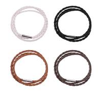 TRKETK 4 Pezzi Pelle Braccialetti Intrecciata a Doppio Involucro Bracciale Regolabile Classico Bracciale Intrecciato a Mano con Fibbia in Lega Adatto per Uomini e Donne