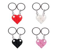 TRKETK 4 Pezzi Portachiavi San Valentino Set di Portachiavi a Forma di Cuore in Mattoni Multicolore per Coppia Amici Papà Mamma