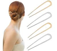TRKETK 4 Pezzi U a Forma di Metallo Forcine per Capelli, 14 cm French Pin Capelli Punte Perni di Chignon Updo Forcine per Capelli Eleganti Bastoncini per Capelli Updo per Donne e Ragazze (2 Colori)