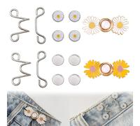 TRKETK 4 Set Stringivita per Pantaloni, Spille per Jeans Nessuna Cucitura Rimovibile Richiesto Pant Bottoni Perni Bottoni per Jeans Regolabili Set di Fibbie senza Chiodi per Jeans Gonne Abbigliamento