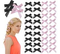 TRKETK 40 Pezzi Forcina per Arco Mollette per Capelli Bambina Fermagli Fiocco in Grosgrain Accessori Mini Fiocco per Capelli Donne Natale Matrimonio Compleanno
