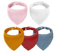 TRKETK 5 Pezzi Bavaglino Neonato, Baby Bandana Bavaglino Panno Bavaglini Cotone con 2 Bottoni a Pressione Bavaglino Triangolare per Neonati Bambino Drool Bavaglini per Ragazzi e Ragazze