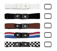 TRKETK 5 Pezzi Cintura Elastica Senza Fibbia, Cintura Elastica Regolabile Comode Cinture Invisibili Senza Fibbia Cintura Elastica Senza Fibbia a Sgancio Rapido per Jeans Pantaloni Abiti (5 Colori)