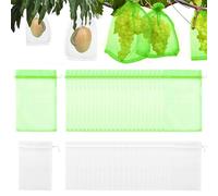 TRKETK 50 Pezzi Sacchetti di Protezione per Frutta, Sacchetto di Organza con Coulisse Sacchetto di Protezione Dell'Uva Sacchetti Protezione Traspiranti per Piante, Verdura (Bianco+ Verde)