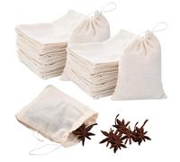 TRKETK 50 Sacchetti in Mussola di Cotone con Cordoncino, Bustine di Cotone Sacchetto Filtro per Straining Riutilizzabile Piccoli Sacchetti di Tessuto per Spezie Tè Caffè Regali Gioielli (8x10 cm)
