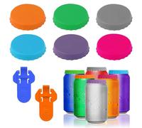 TRKETK 6 Pezzi Coperchi per Lattine per Bevande e 2 Pezzi Apriscatole per Birra, Coperchi in Silicone per Bevande Coperchi in silicone per bibite standard Portatili Antipolvere Coperchi di Lattine