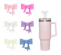 TRKETK 6 Pezzi Coperture in Silicone per Cannucce 10 mm Simpatico Tappo per Cannuccia con Fiocco Riutilizzabili Antipolvere Classico Multicolore per Cannucce da 30 e 40 Oz