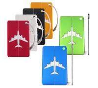 TRKETK 6 Pezzi Etichette per Bagagli, Targhette Valigia Aereo Alluminio con Anelli Identificatore Valigia con Scheda Etichette per Bagagli in Metallo per Borse, Valigie e Zaini (6 Colore)